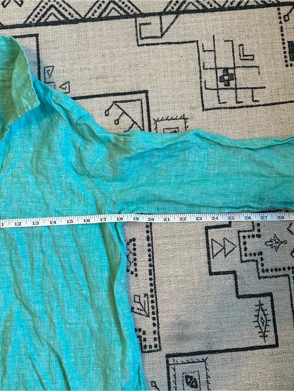 Tahari Turquoise Linen Tunic Blouse for Kids - Picture 3 of 4
